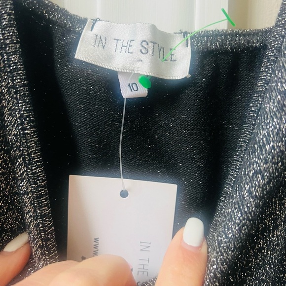 NWT gorgeous metallic size 10 In The Style Black and Silver Dress. - Picture 5 of 7